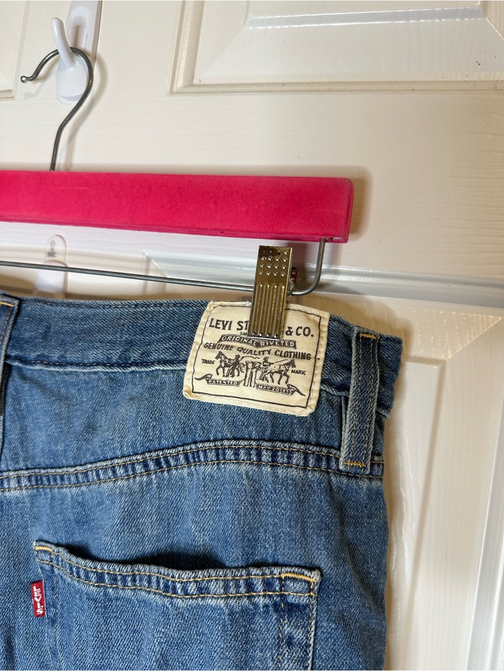 Levi's Premium Mid Blue Linen Blend XL Straight Loose Fit Jeans Sz 32 Indie Boho - Picture 7 of 9
